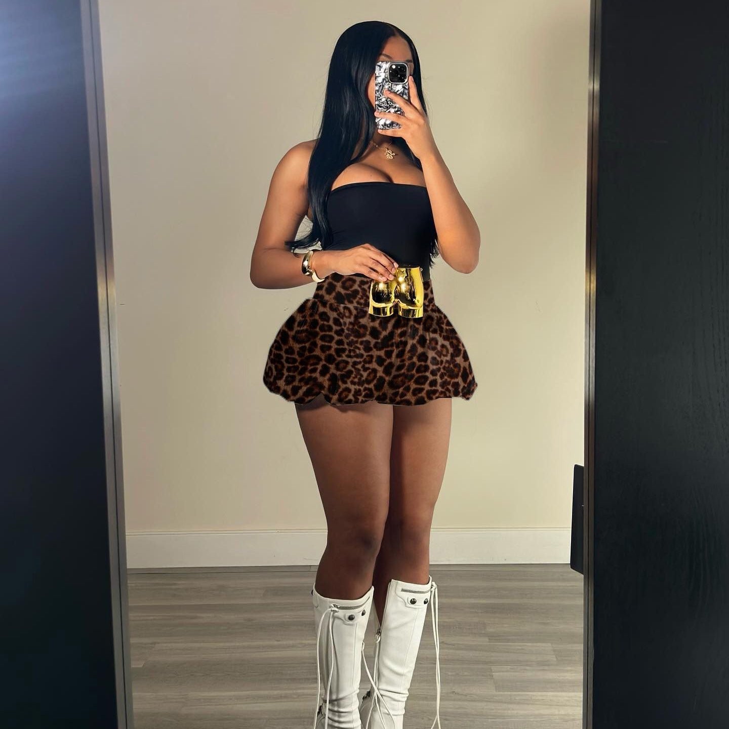 Leopard Print Mini Skirt